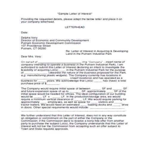 18 Sample Letter of Intent for Purchase of Property Templates