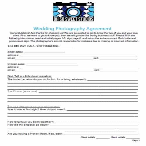 21+ Useful Wedding Photography Contract Templates